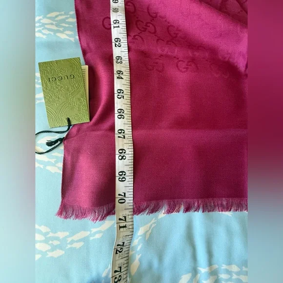 Gucci Fuchsia Fringed Scarf - Picture 3 of 4